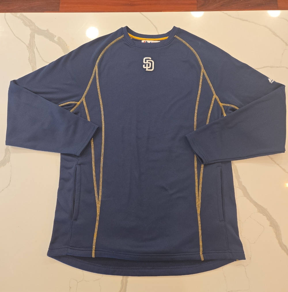 Majestic San Diego Padres Baseball Poly Textured Fleece Long Sleeve Mens Medium
